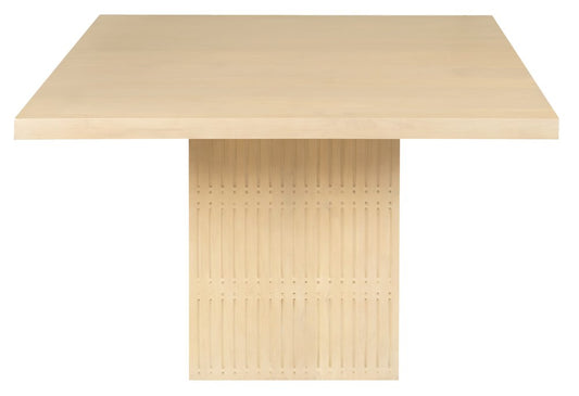 60" Natural Solid Wood Pedestal Base Square Dining Table