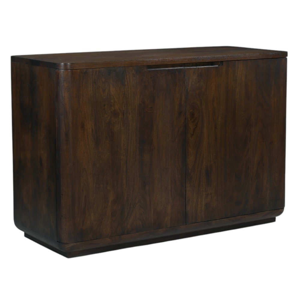 48" Dark Brown Distressed Solid Wood Sideboard With Two Doors HomeRoots