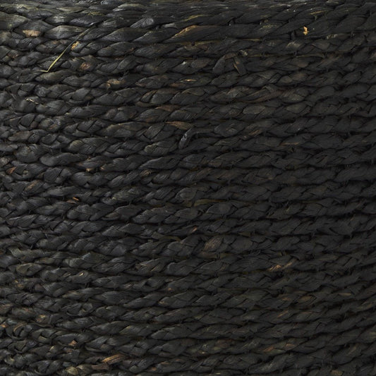 18" Black Jute Round Pouf Ottoman HomeRoots