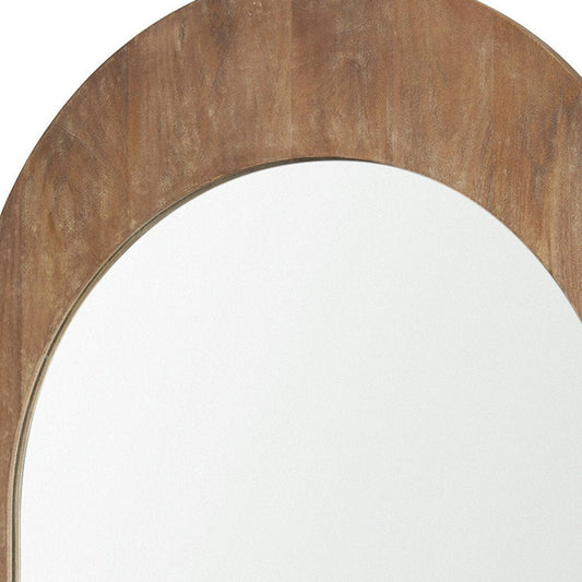48" Light Brown Solid Wood Arch Framed Accent Mirror HomeRoots