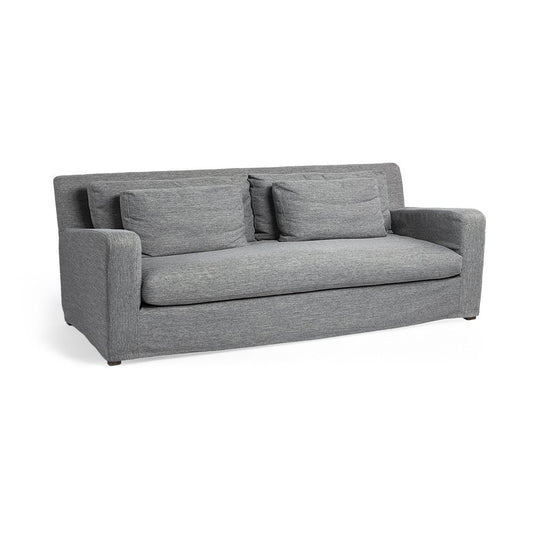 93" Dark Gray Slipcovered Fabric Sofa With Toss Pillows HomeRoots