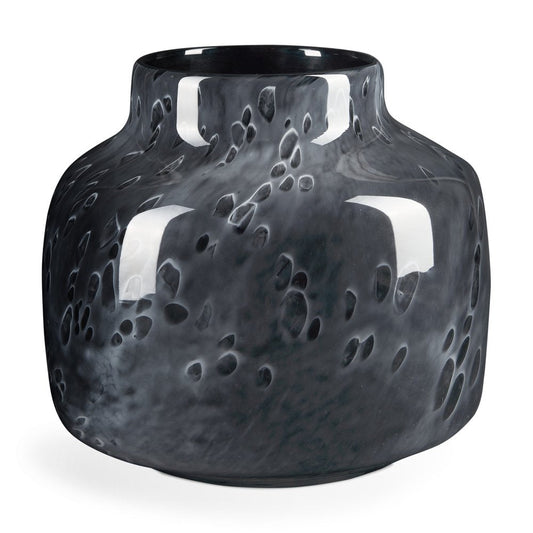 9" Black Mottled Round Glass Table Vase HomeRoots
