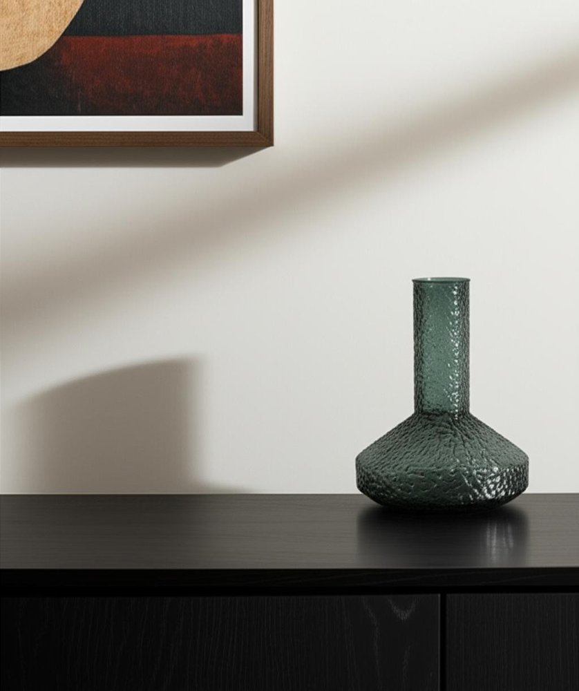 12" Green Faceted Glass Table Vase HomeRoots
