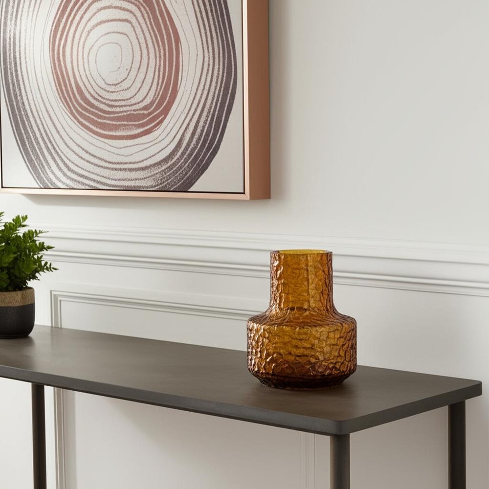 7" Amber Glass Faceted Table Vase HomeRoots