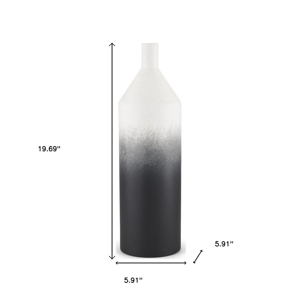 20" Black And White Ombre Metal Table Vase HomeRoots
