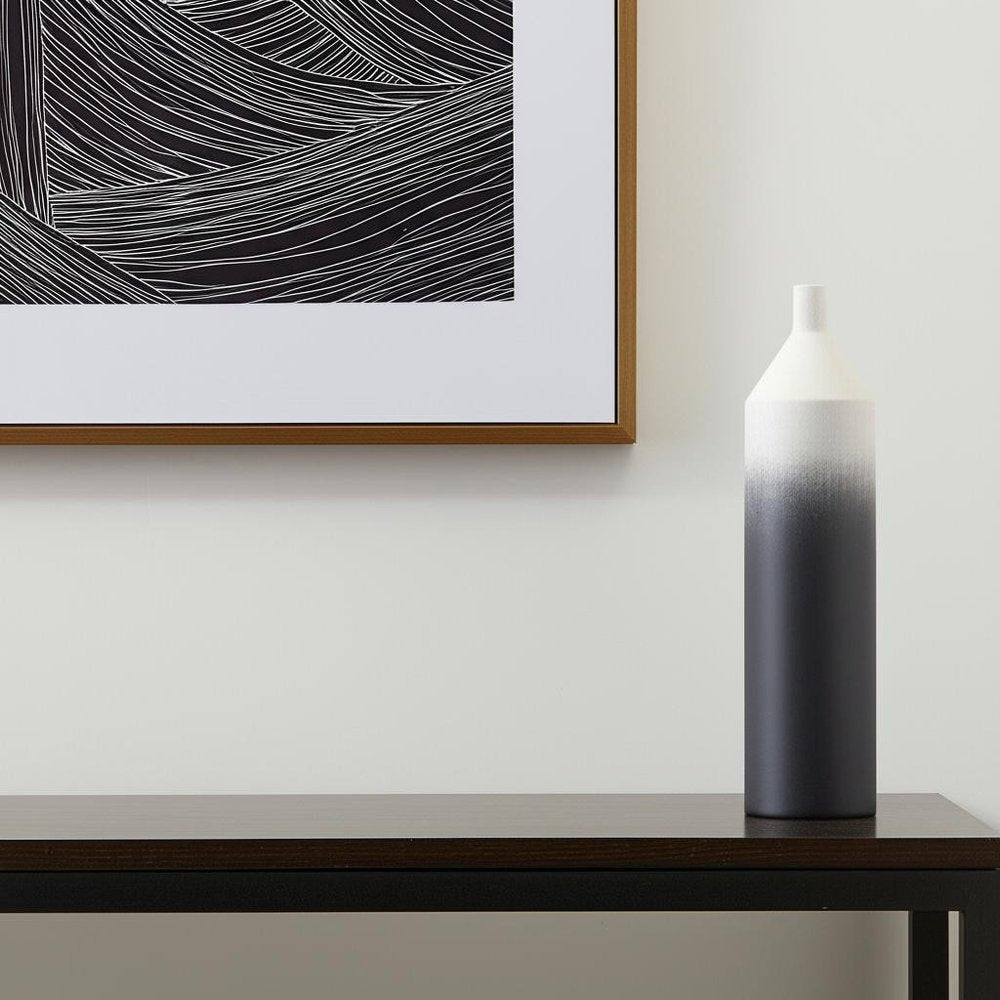 24" Black And White Ombre Metal Table Vase HomeRoots