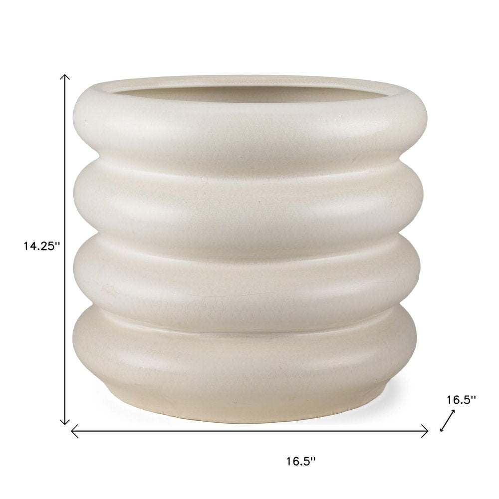 14" Cream Cylinder Ceramic Table Vase HomeRoots