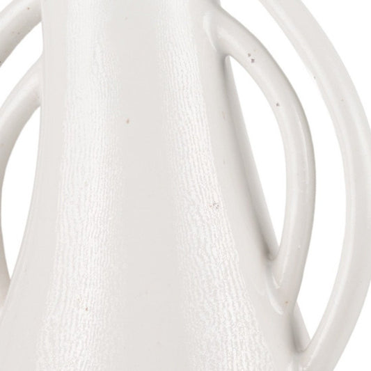 14" Off White Speckle Ceramic Amphora Table Vase HomeRoots