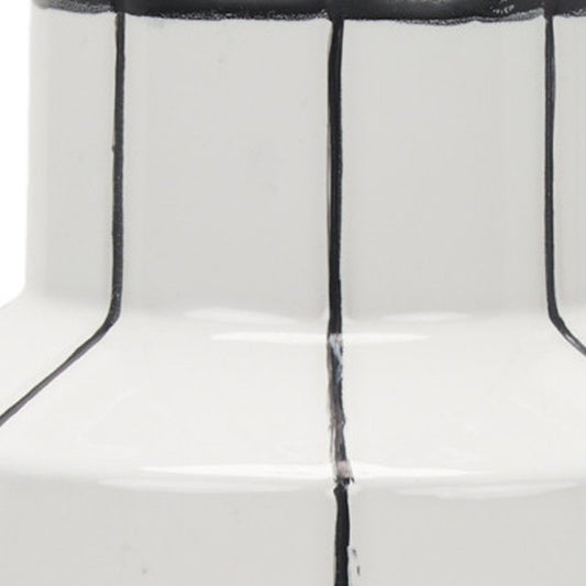 13" White And Black Striped Ceramic Cylinder Table Vase HomeRoots