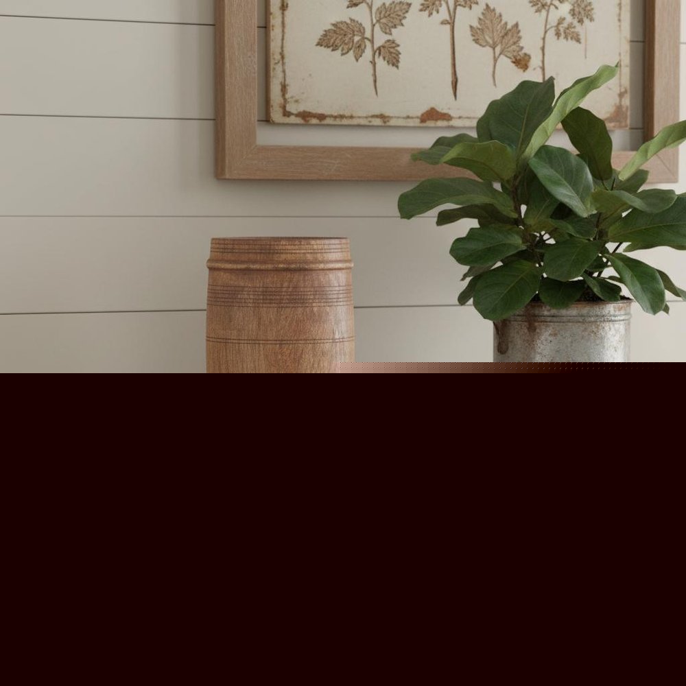 9" Brown Solid Wood Cylinder Table Vase