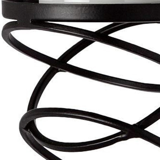 17" Black Geometric Glass And Metal Tabletop Pillar Candle Holder HomeRoots