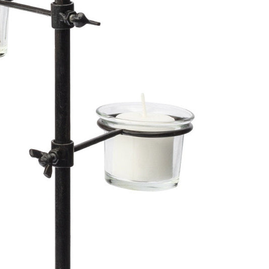 17" Black Distressed Abstract Metal Tabletop Tealight Candle Holder