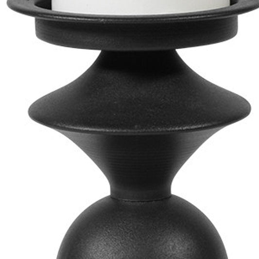 13" Black Metal Tabletop Pillar Candle Holder HomeRoots