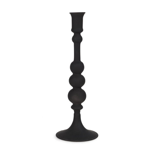 12" Black Glass Tabletop Taper Candlestick HomeRoots