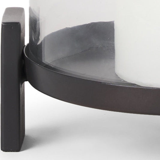 14" Black Metal Abstract Tabletop Hurricane Candle Holder