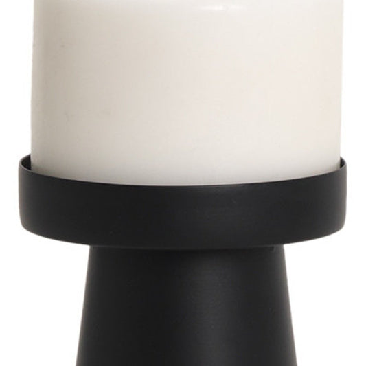 6" Black Metal Tabletop Pillar Candle Holder HomeRoots