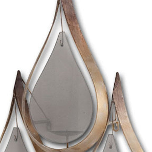 52" Gold And Gray Distressed Geometric Glass And Iron Wall Sconce Candle Holder HomeRoots