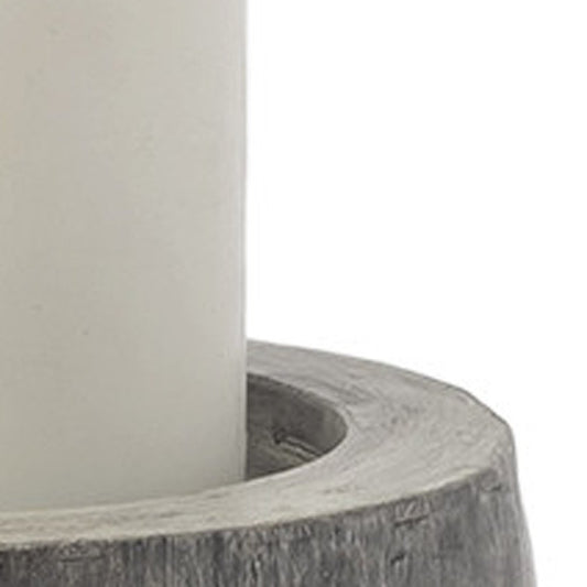7" Gray Distressed Abstract Ceramic Tabletop Pillar Candle Holder HomeRoots