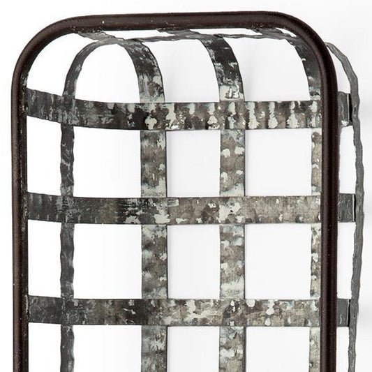 17" Black And Clear Glass Bottle And Metal Wall Vase HomeRoots