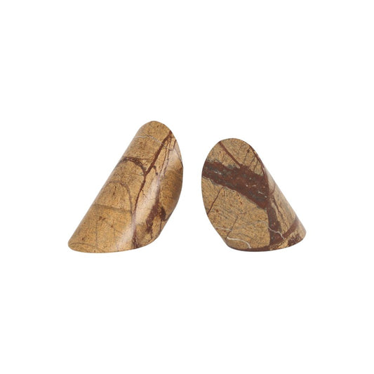 Set of Two Brown Marble Geometric Decorative Bookends