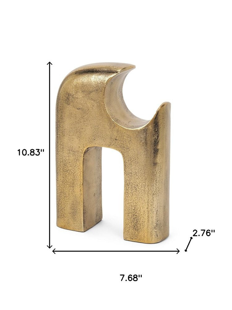 11" Antiqued Brass Aluminum Modern Abstract Tabletop Sculpture HomeRoots