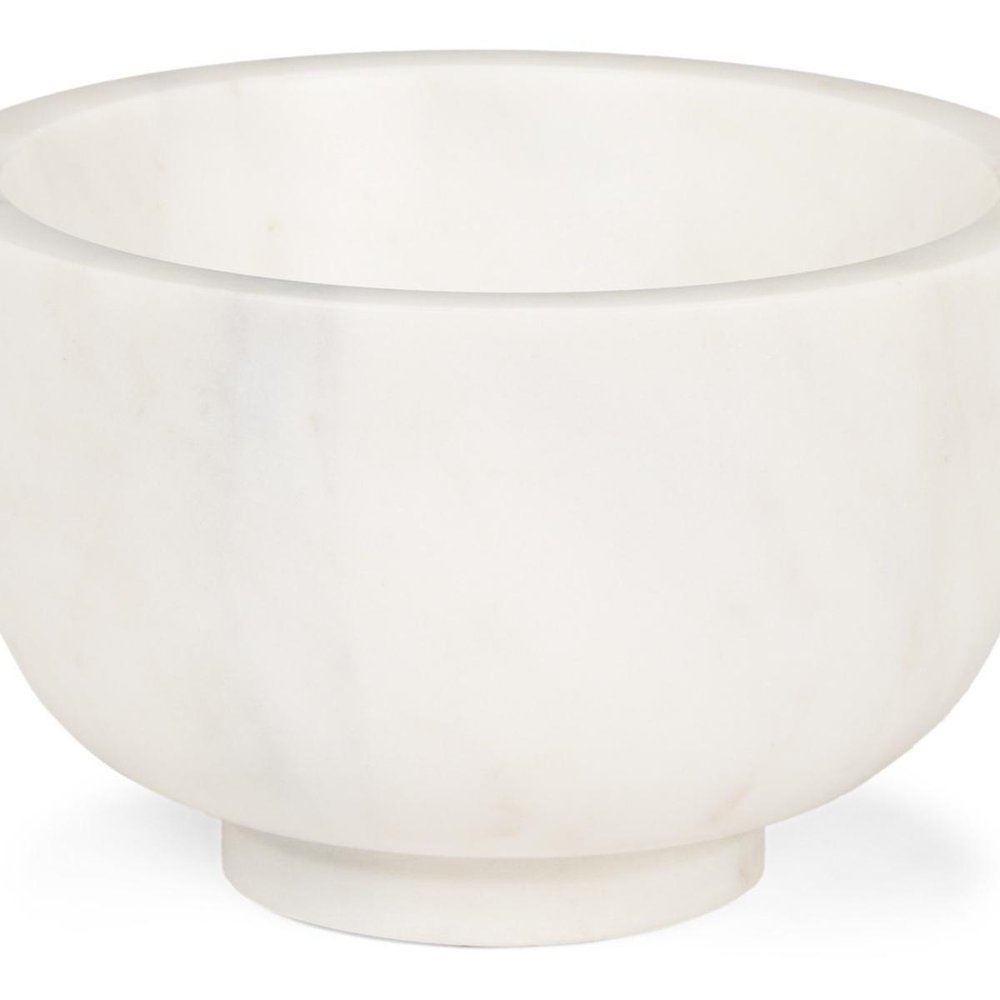 7" White Marble Round Decorative Bowl HomeRoots