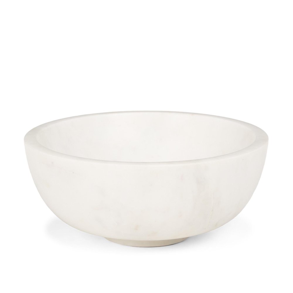 10" White Marble Round Centerpiece Bowl HomeRoots