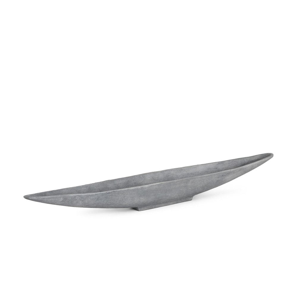 39" Gray Cast Aluminum Oval Long Boat Centerpiece Bowl HomeRoots