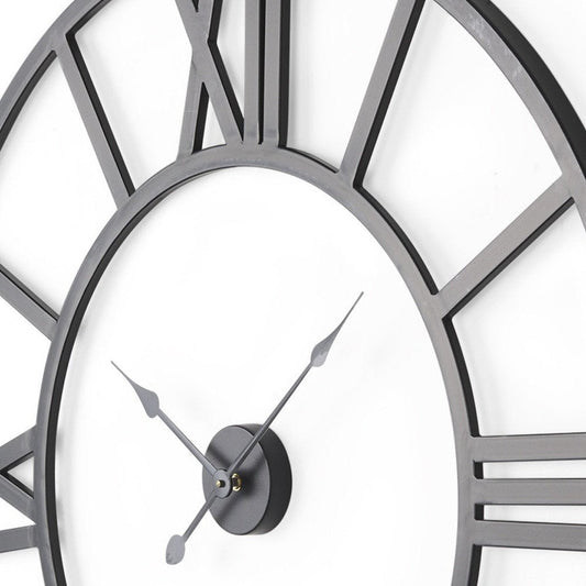 42" Black Iron Analog Round Wall Clock HomeRoots