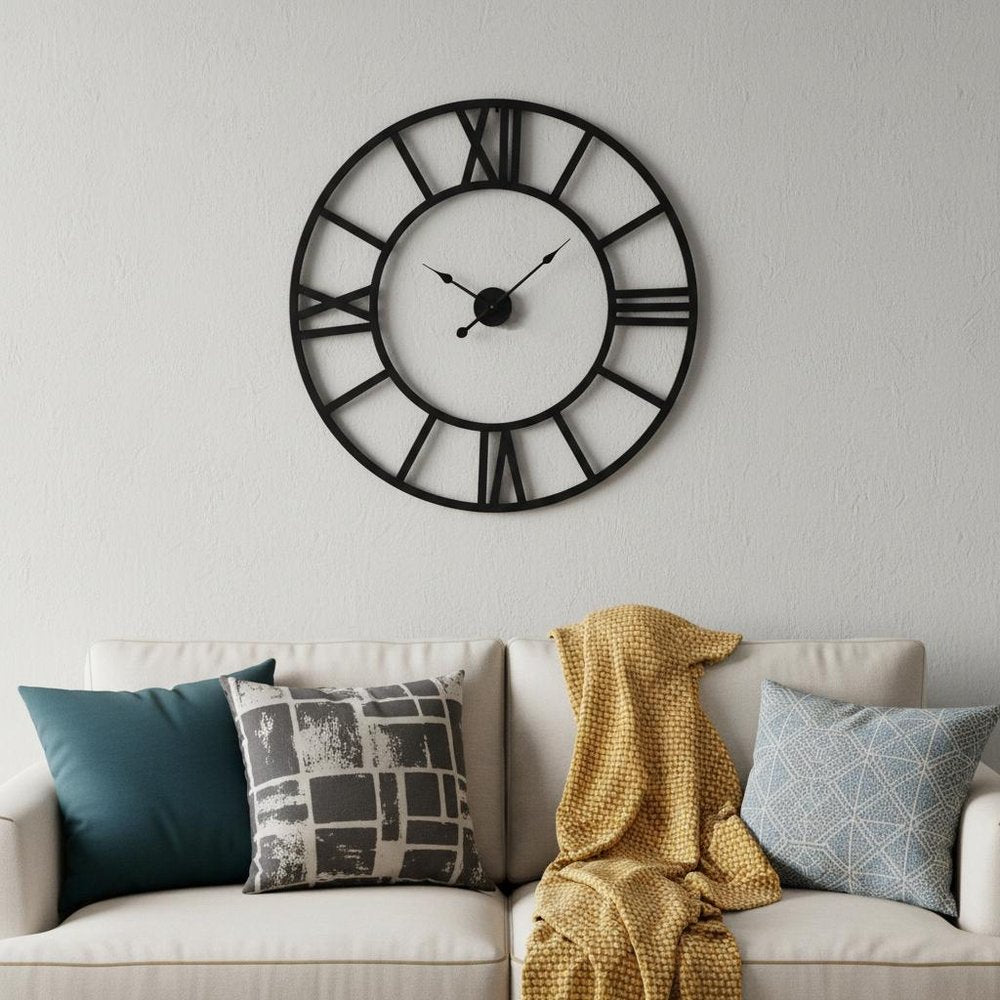 42" Black Iron Analog Round Wall Clock HomeRoots