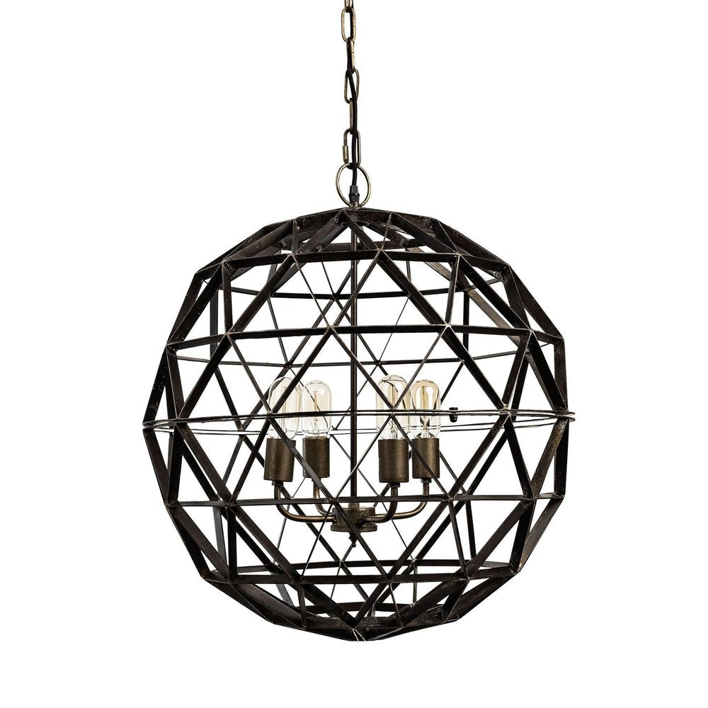 Black Caged Four Light Metal Dimmable Chandelier HomeRoots