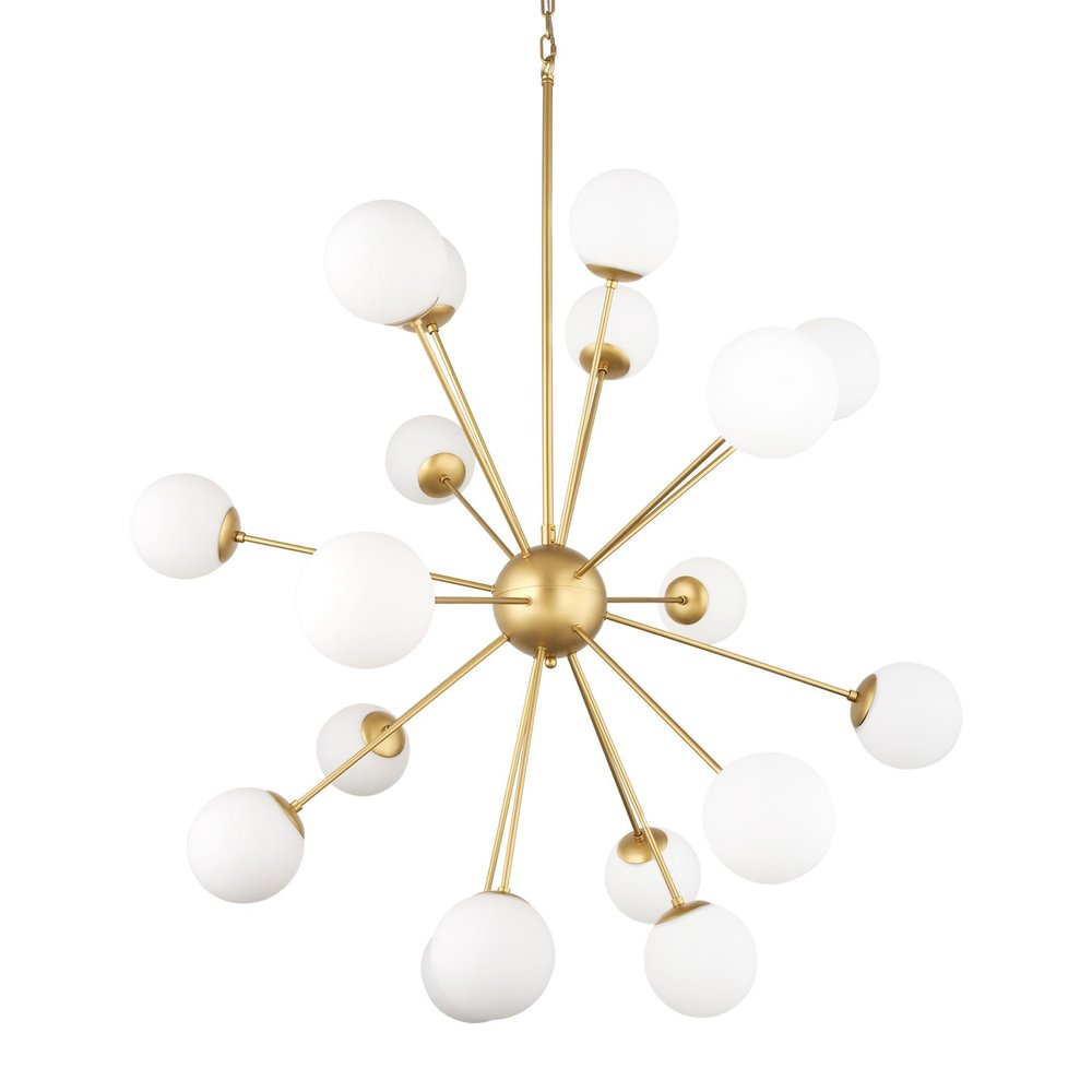 Gold Sputnik Multi Light Frosted Metal and Glass Dimmable Chandelier With White Shades HomeRoots