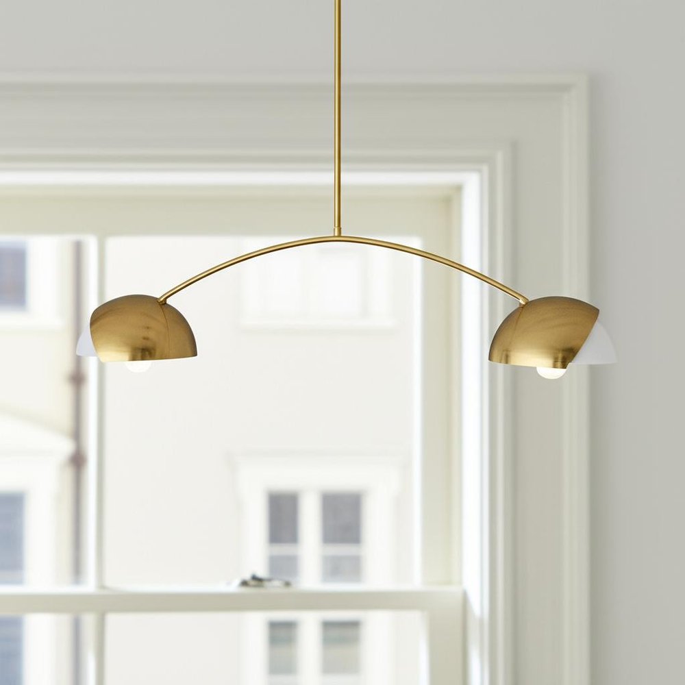 Brass Two Light Metal Dimmable Chandelier With White Shades HomeRoots
