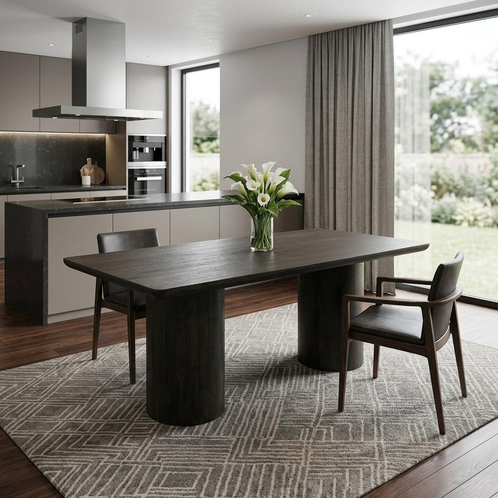 72" Dark Brown Solid Wood Double Pedestal Base Dining Table HomeRoots