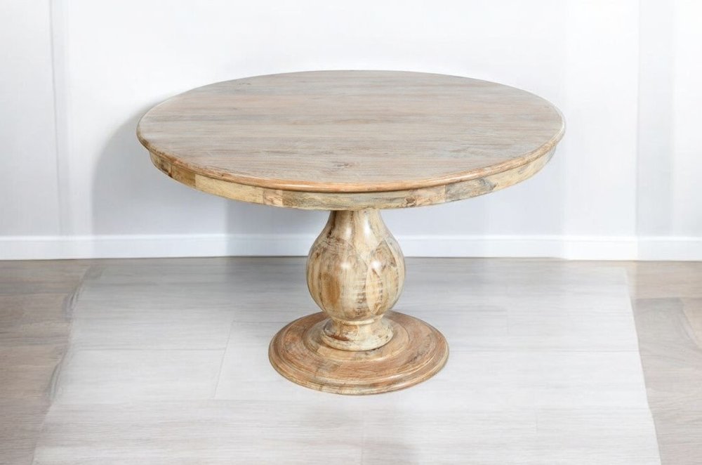 Five Piece Natural Round Solid Wood Dining Set with Four Chairs HomeRoots
