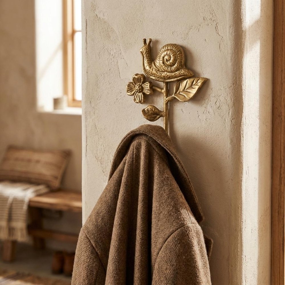 5" Gold Cast Iron Snail Wall Hook HomeRoots