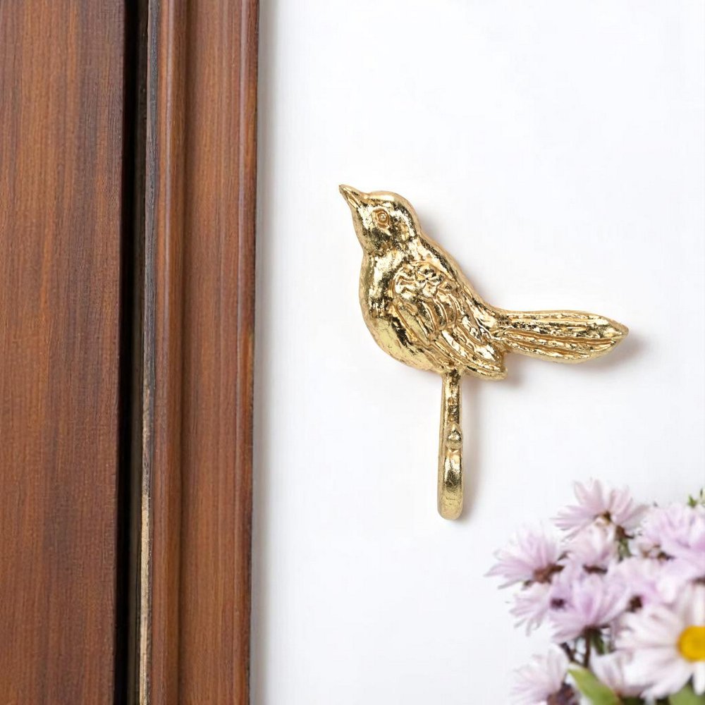 5" Gold Cast Iron Bird Wall Hook HomeRoots