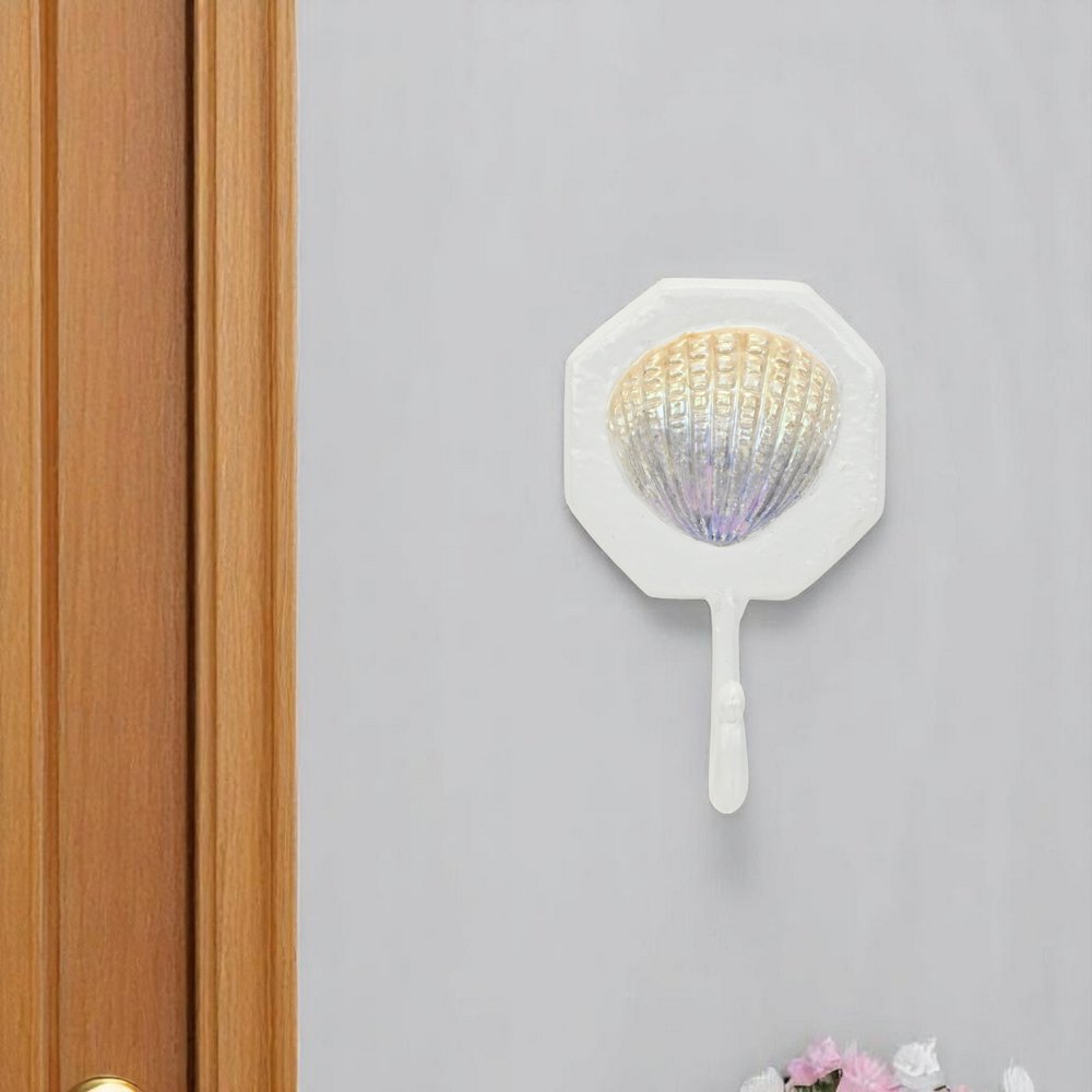 4" Cream And Pearl Cast Iron Seashell Wall Hook HomeRoots