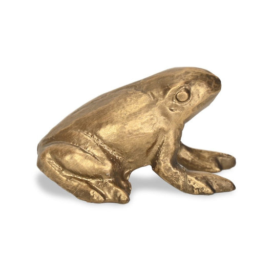 3" Antiqued Gold Cast Iron Frog Figurine HomeRoots