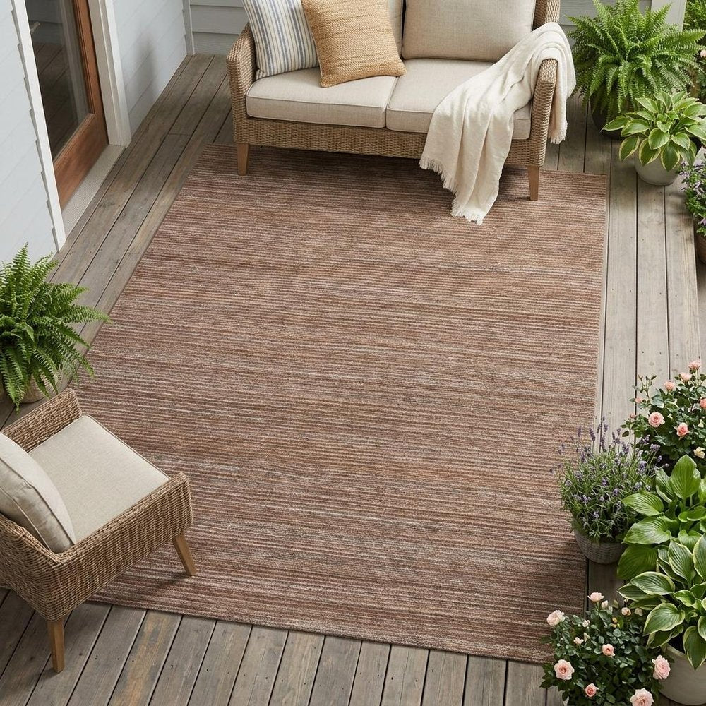 8' X 10' Brown Black And Gray Handmade Indoor Outdoor Area Rug