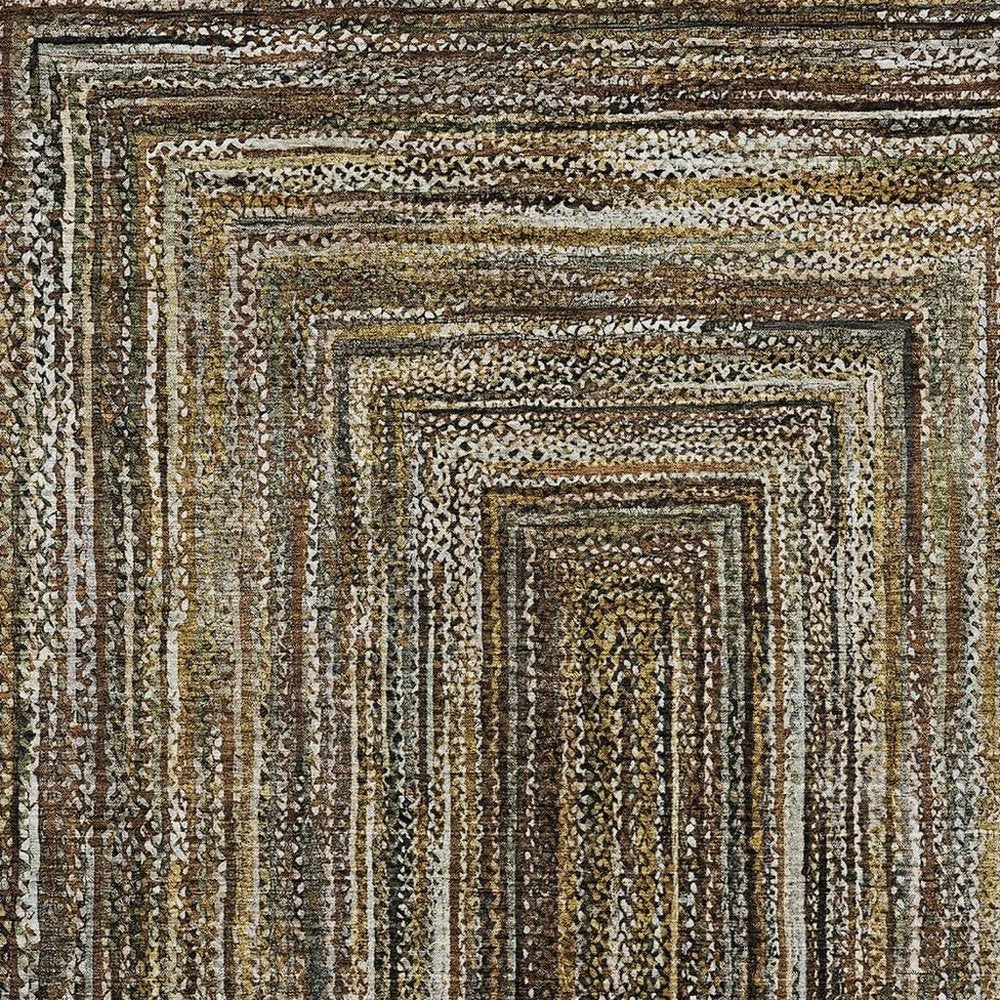 9' X 12' Brown Taupe And Ivory Geometric Washable Indoor Outdoor Area Rug HomeRoots