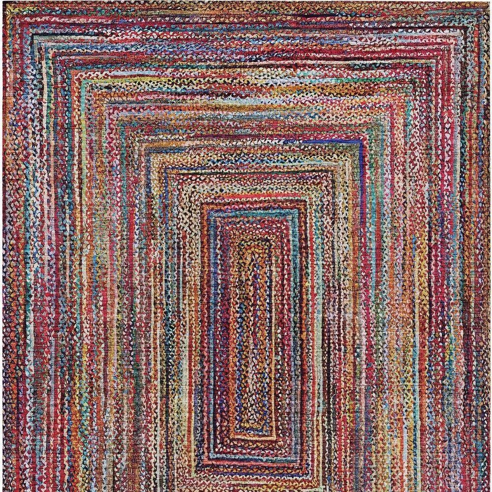 3' X 5' Rust Blue And Gold Geometric Washable Indoor Outdoor Area Rug HomeRoots