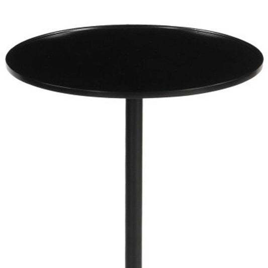 22" Black Brown and Stone Marble Free Form Pedestal End Table