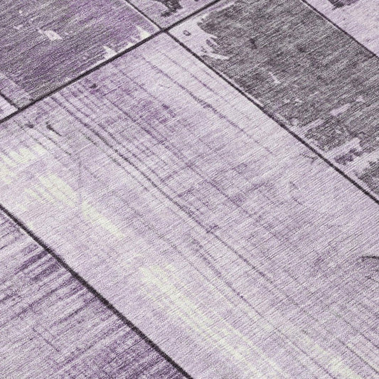 3' X 5' Purple And Gray Geometric Washable Indoor Outdoor Area Rug
