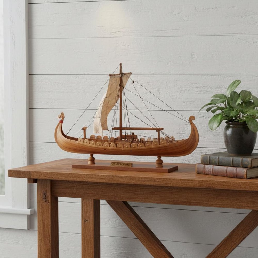 13" Unfinished Wood Hand Painted Model Boat HomeRoots