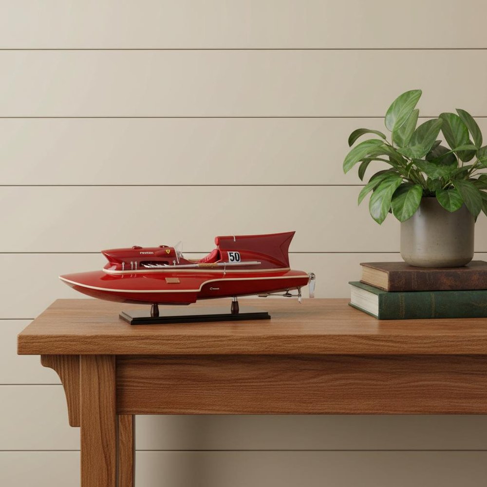 6" Unfinished Wood Hand Painted Model Boat HomeRoots