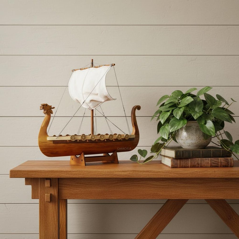 10" Unfinished Wood Hand Painted Model Boat HomeRoots