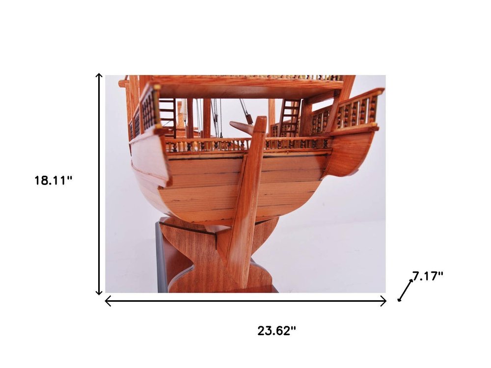 18" Unfinished Wood Hand Painted Model Boat HomeRoots