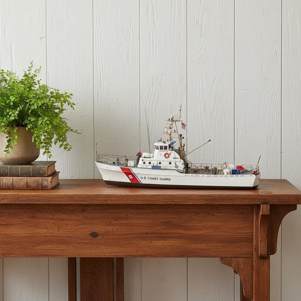 17" Unfinished Wood Hand Painted Model Boat HomeRoots