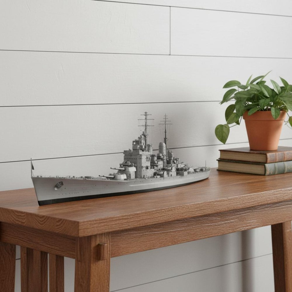 10" Unfinished Wood Hand Painted Model Boat